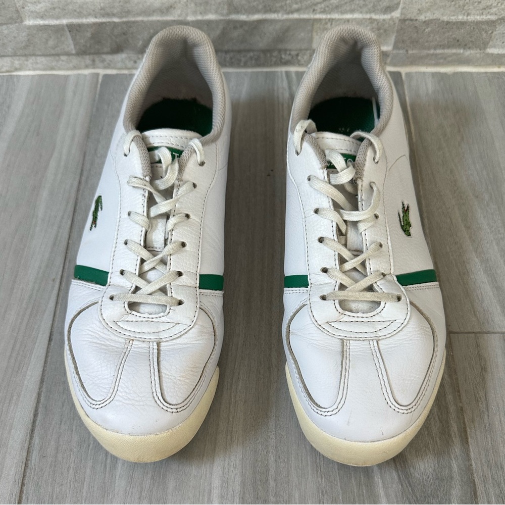 Lacoste Casual Shoes- White with Green- Size 8 Men / 9 Women - Picture 8 of 10